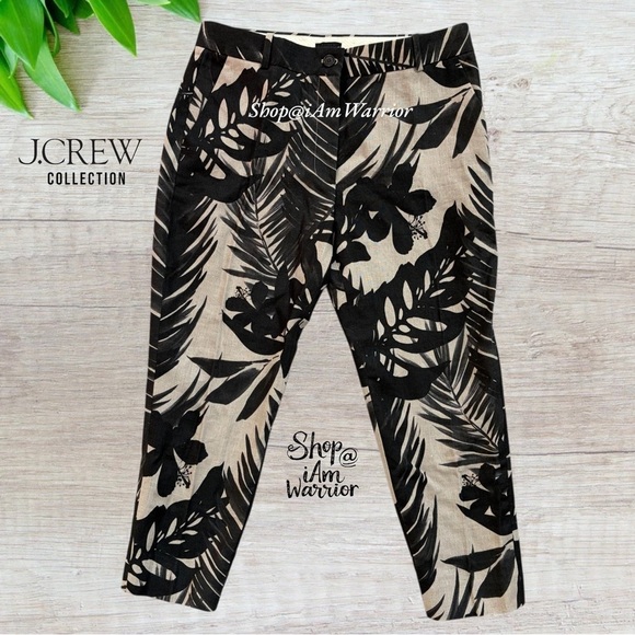 J.Crew Collection NWT palm leaf print cropped linen blend pants *shop@iamwarrior - Picture 3 of 10